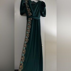 SHEIN Emerald Maxi Dress with Gold and Turquoise Accents